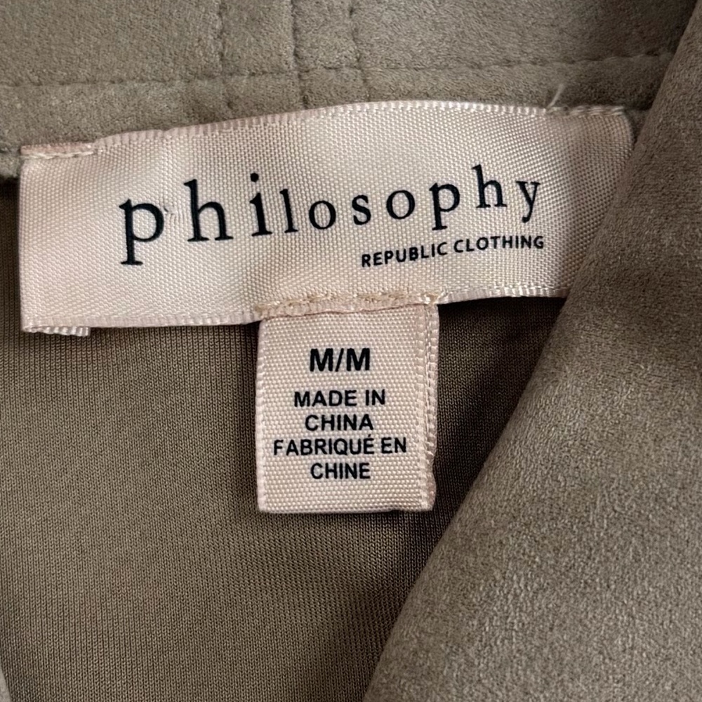 Anthropologie Philosophy Taupe Faux Suede Moto Jacket. Size M. Lightweight. - Picture 2 of 7